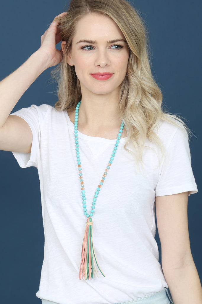 Natural Stone Tassel Pendant Necklace