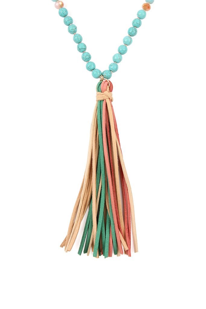 Natural Stone Tassel Pendant Necklace