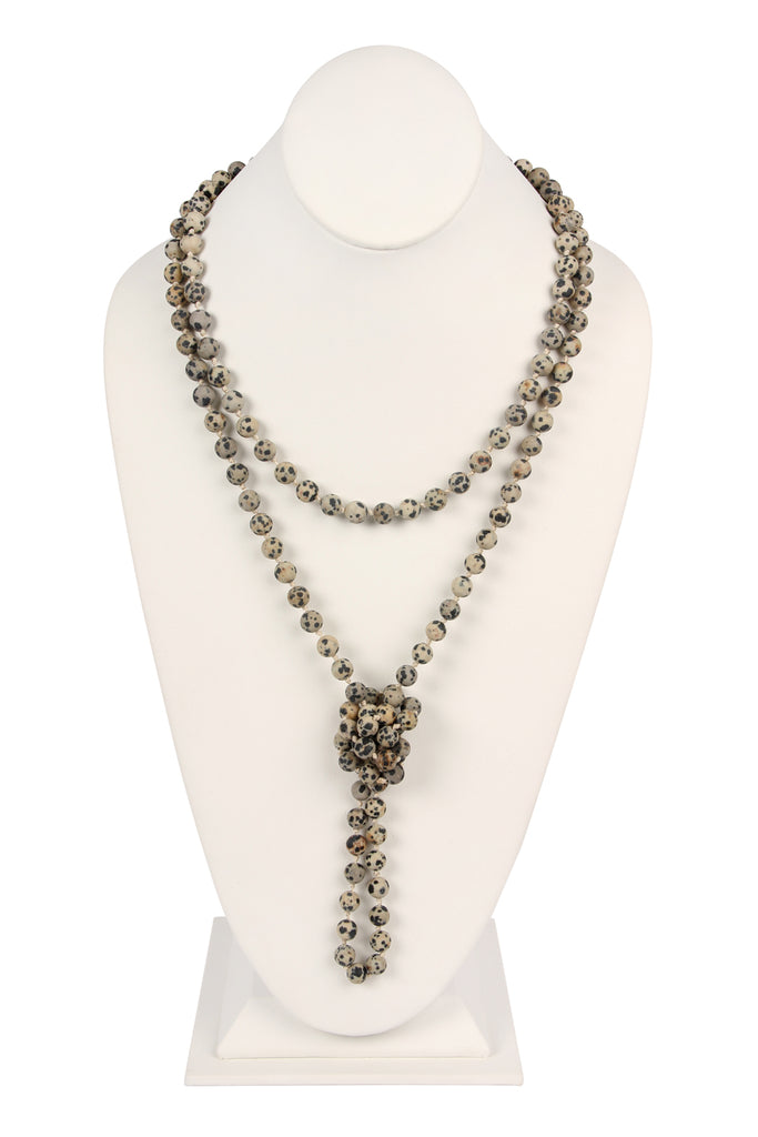 NATURAL STONE HAND KNOTTED LONG NECKLACE