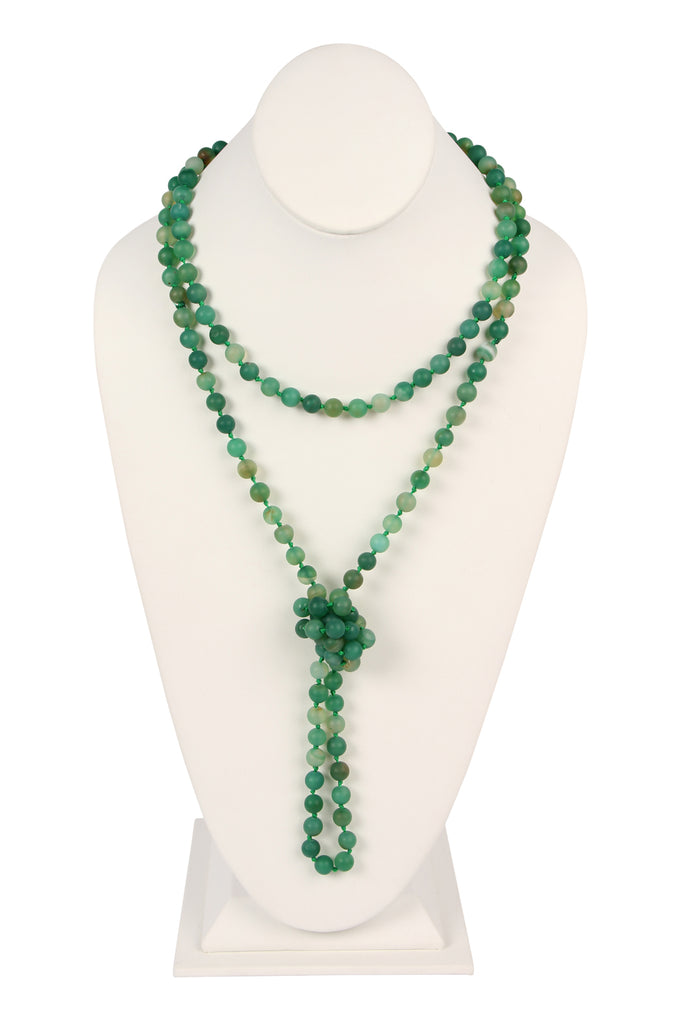 NATURAL STONE HAND KNOTTED LONG NECKLACE