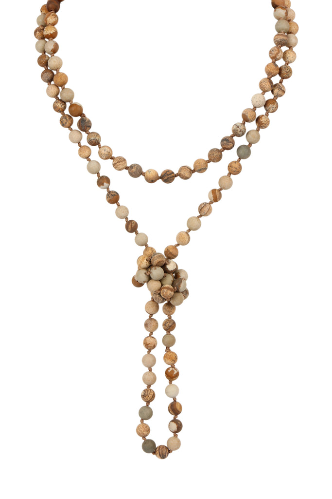 NATURAL STONE HAND KNOTTED LONG NECKLACE