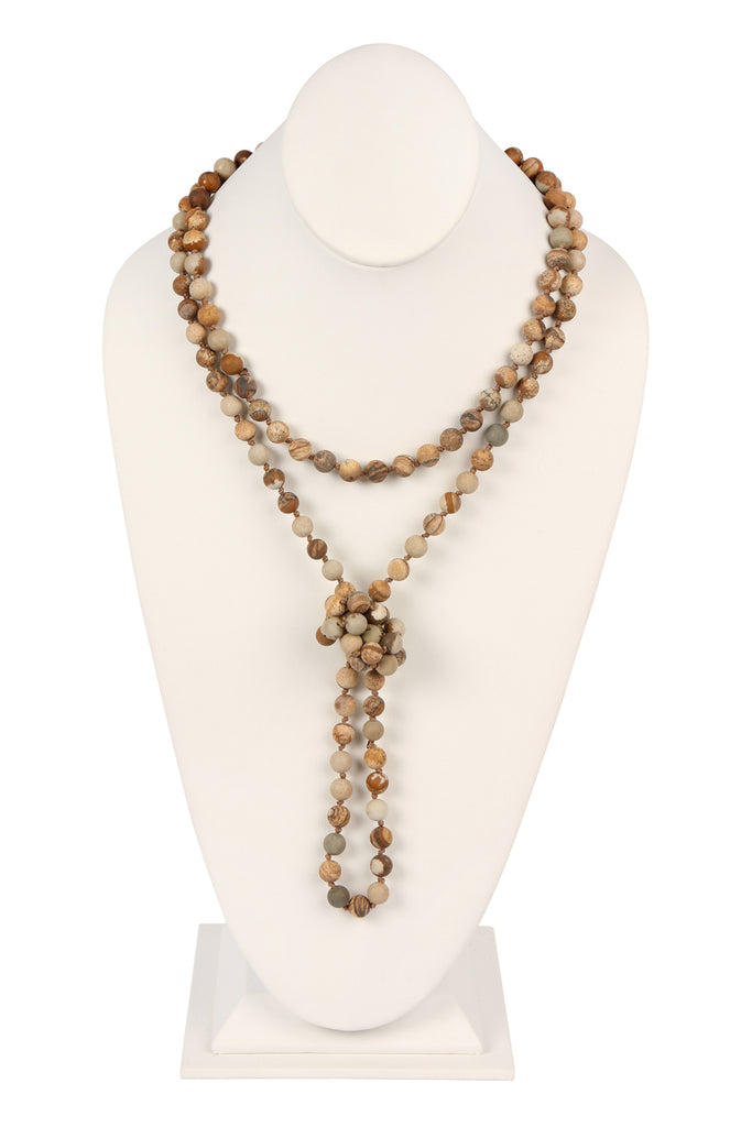 NATURAL STONE HAND KNOTTED LONG NECKLACE