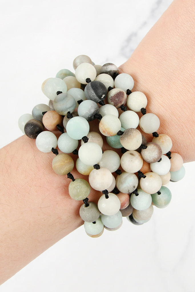 NATURAL STONE HAND KNOTTED LONG NECKLACE