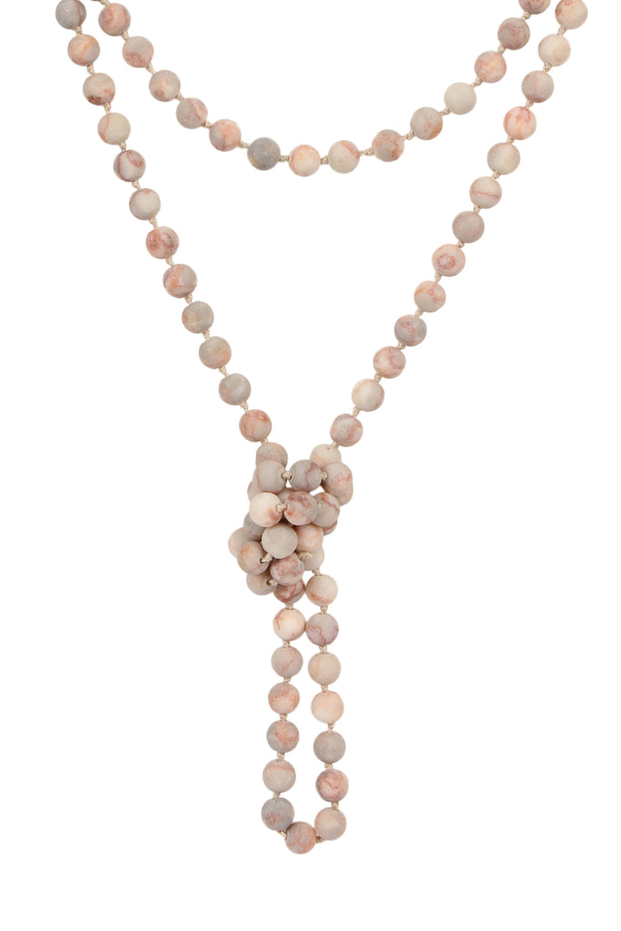 NATURAL STONE HAND KNOTTED LONG NECKLACE