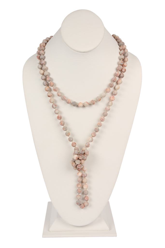 NATURAL STONE HAND KNOTTED LONG NECKLACE