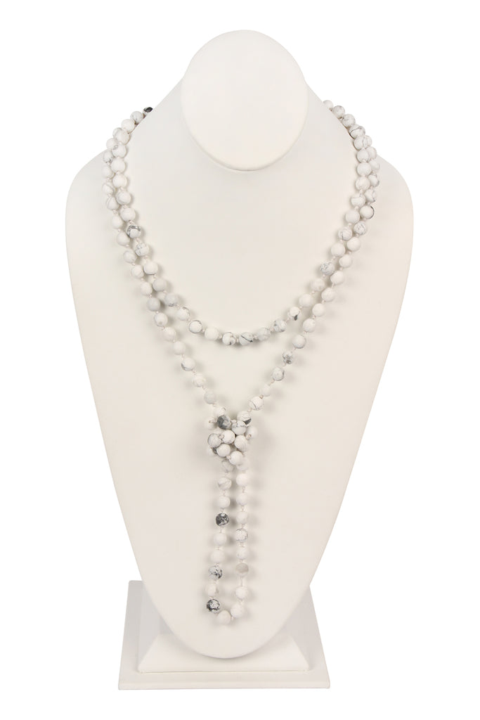 NATURAL STONE HAND KNOTTED LONG NECKLACE
