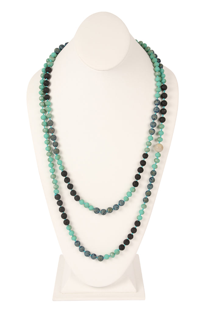 60" LAVA CRYSTAL NATURAL STONE NECKLACE