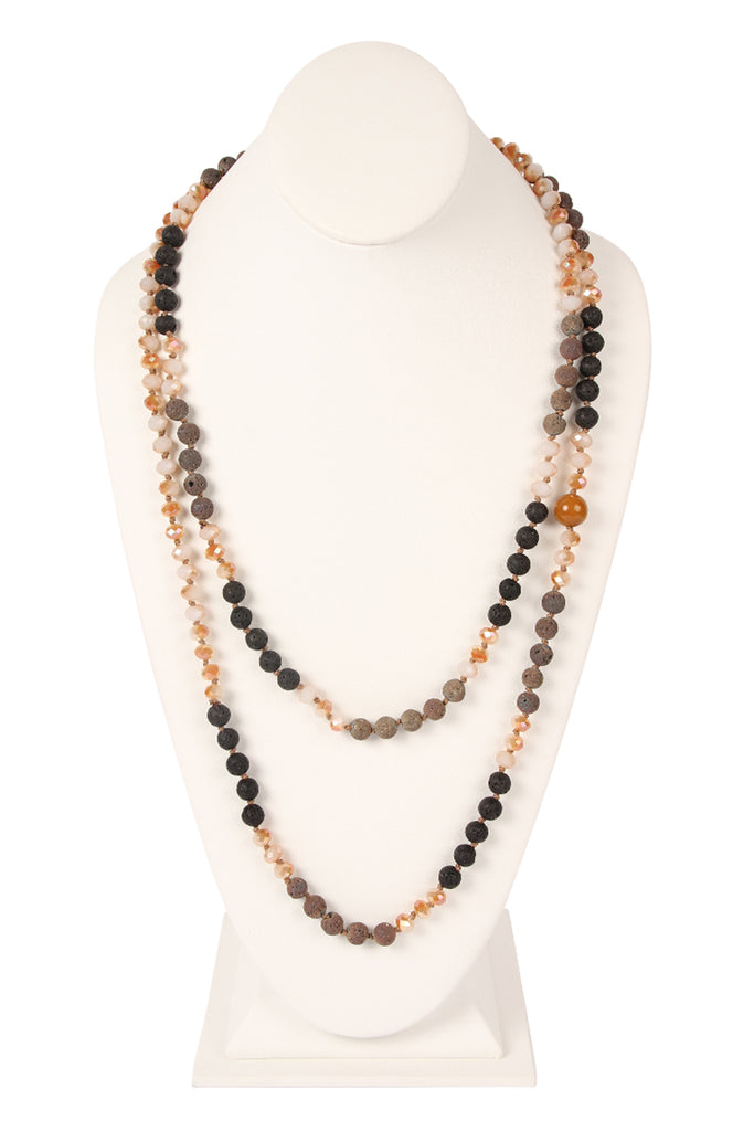 60" LAVA CRYSTAL NATURAL STONE NECKLACE