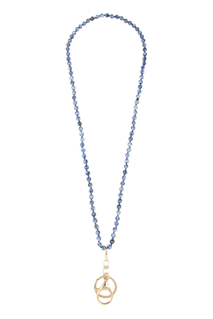 NATURAL STONE BEADS LANYARD NECKLACE