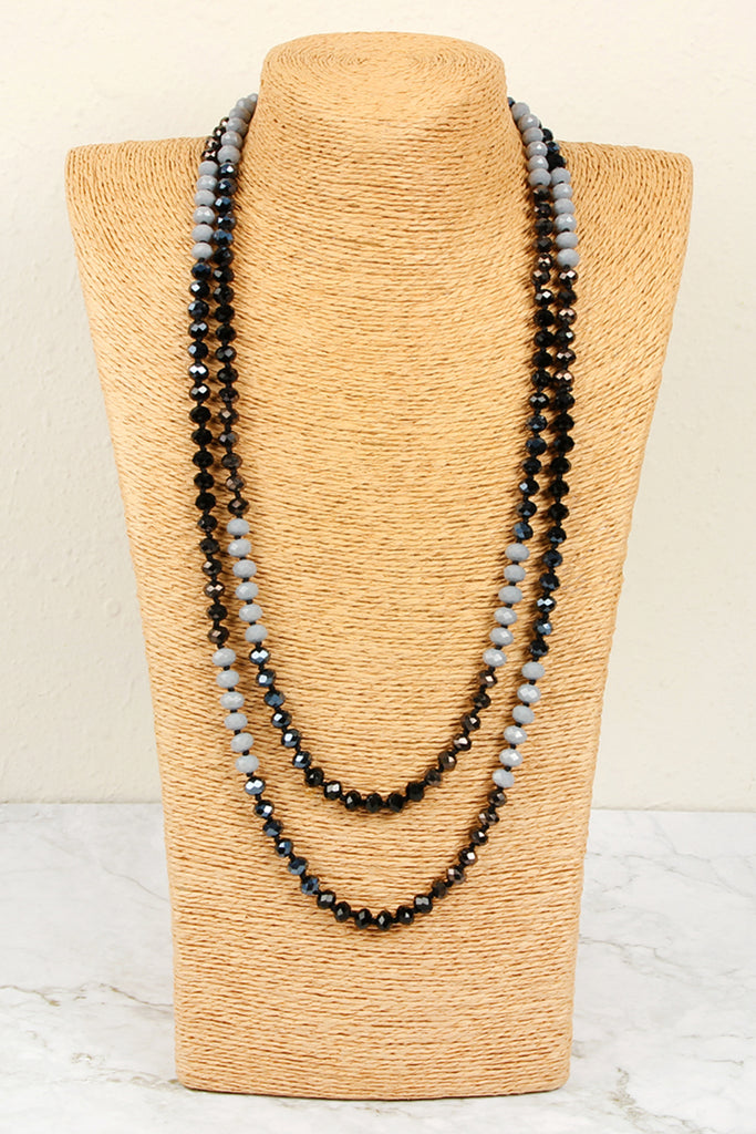 HDN2496 - MULTI TONE GLASS BEADS NECKLACE