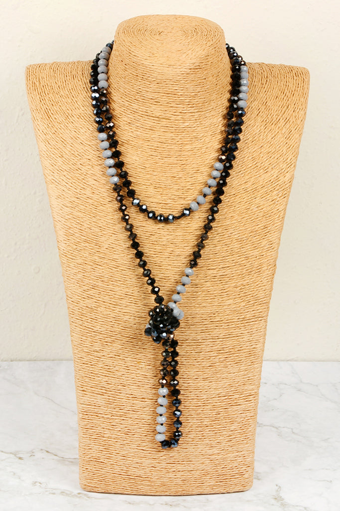 HDN2496 - MULTI TONE GLASS BEADS NECKLACE