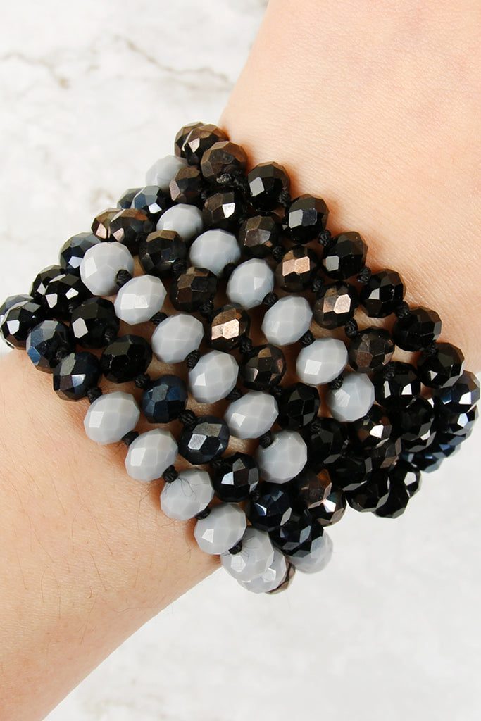 HDN2496 - MULTI TONE GLASS BEADS NECKLACE