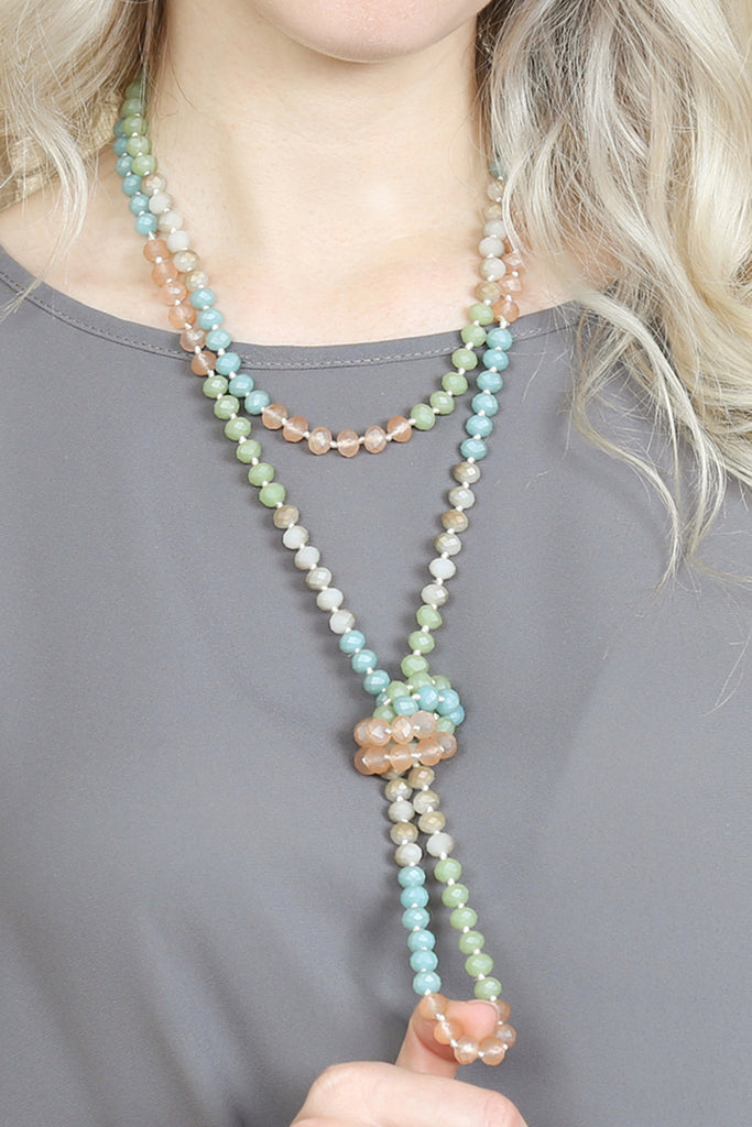 HDN2496 - MULTI TONE GLASS BEADS NECKLACE
