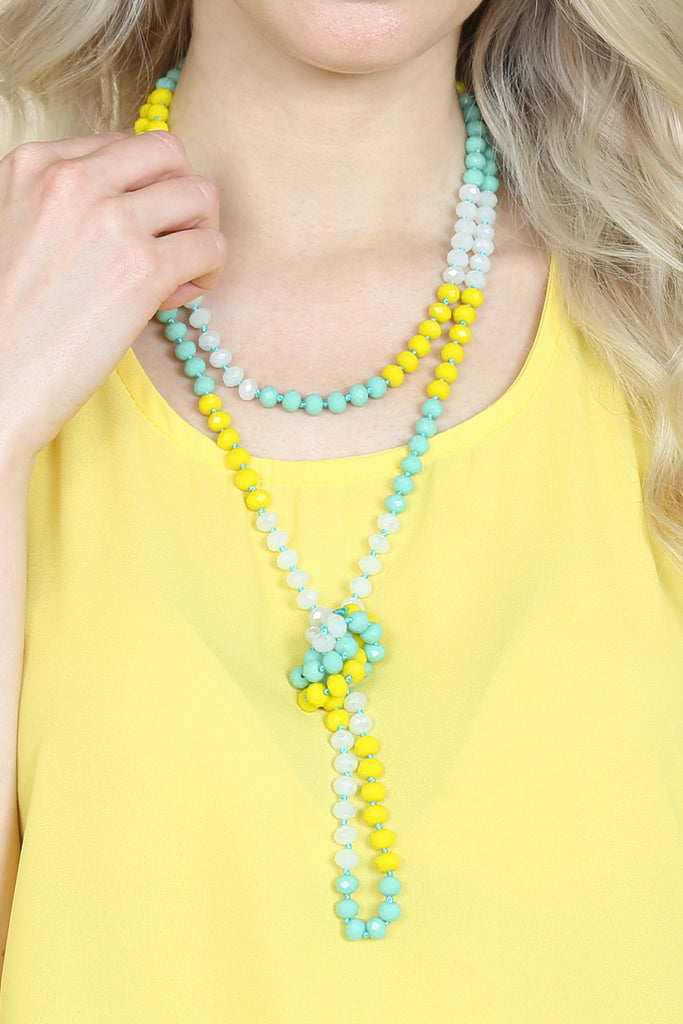 HDN2496 - MULTI TONE GLASS BEADS NECKLACE