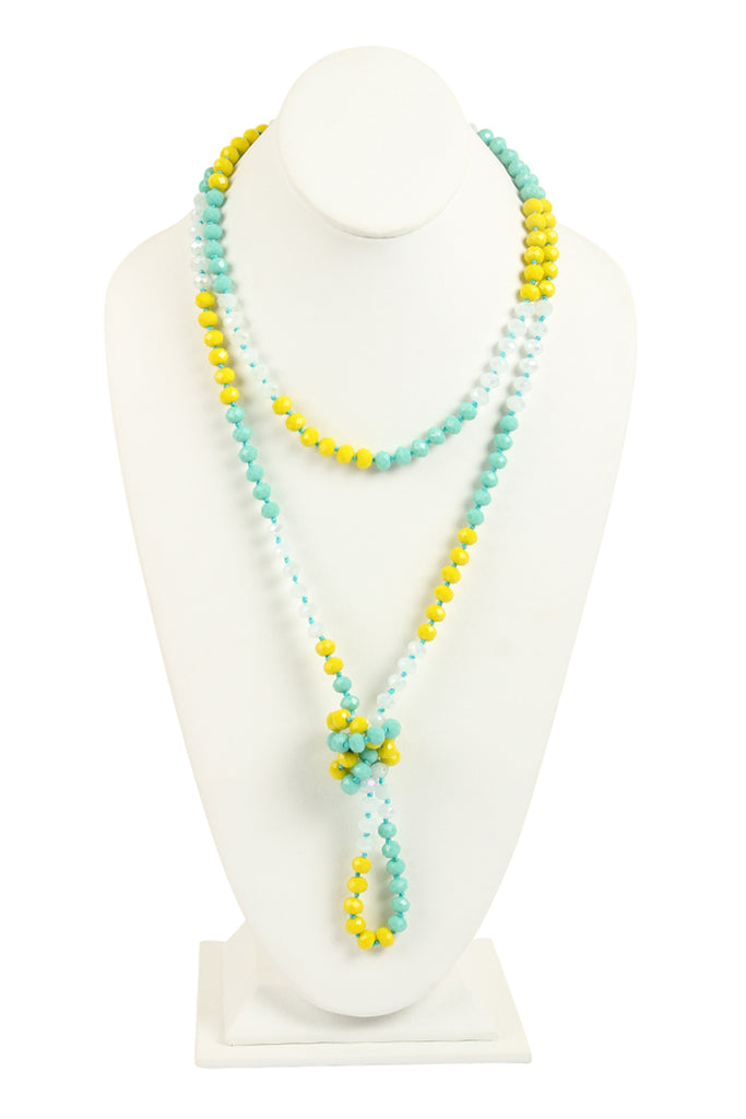 HDN2496 - MULTI TONE GLASS BEADS NECKLACE