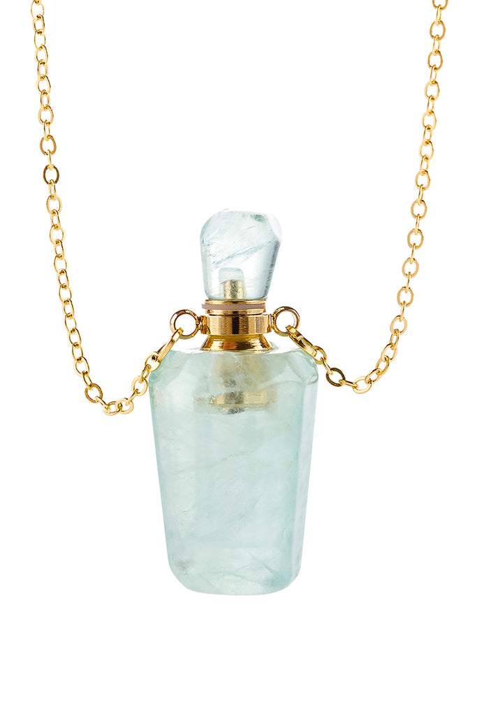 NATURAL STONE HEXAGON CRYSTAL PENDANT  NECKLACE