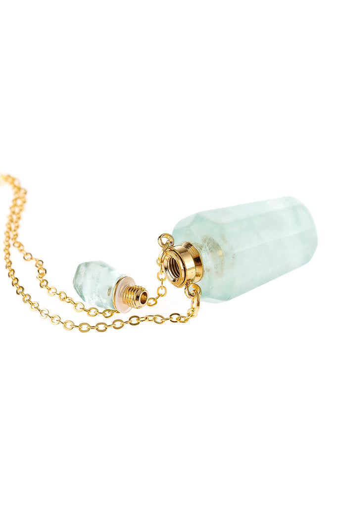 NATURAL STONE HEXAGON CRYSTAL PENDANT  NECKLACE