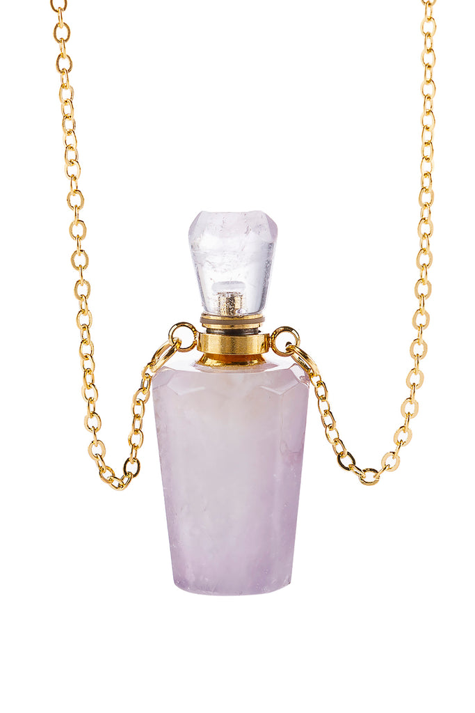 NATURAL STONE HEXAGON CRYSTAL PENDANT  NECKLACE