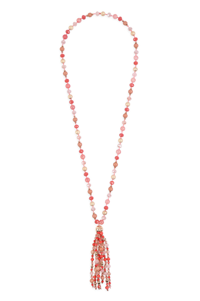 HDN3109 - BEADED TASSEL STATEMENT NECKLACE