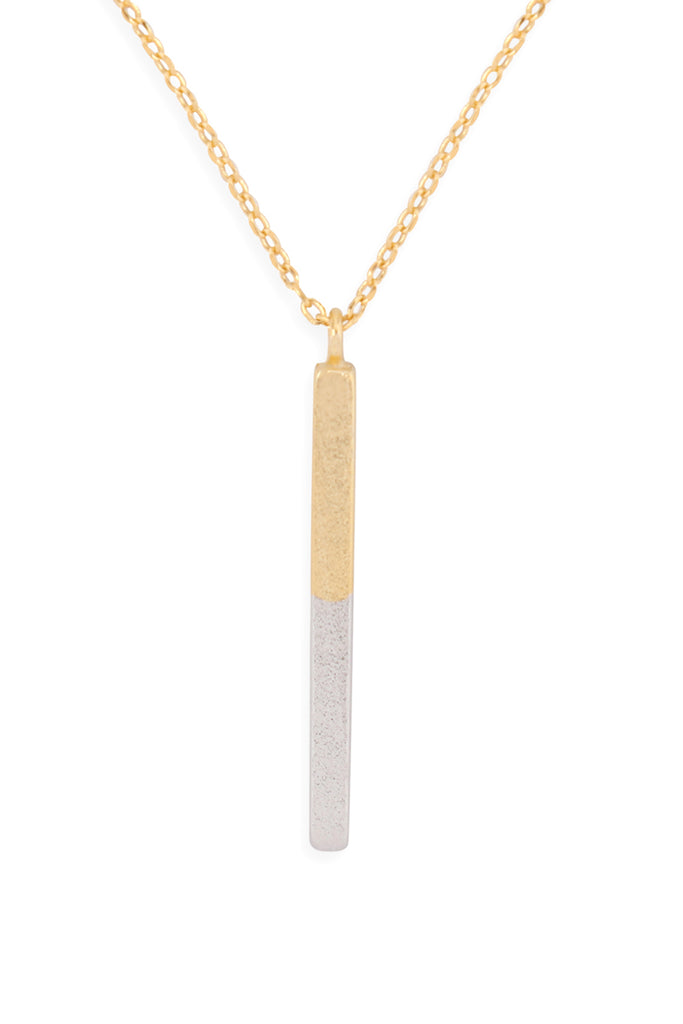 TWO TONE BAR PENDANT DAINTY NEKCLACE