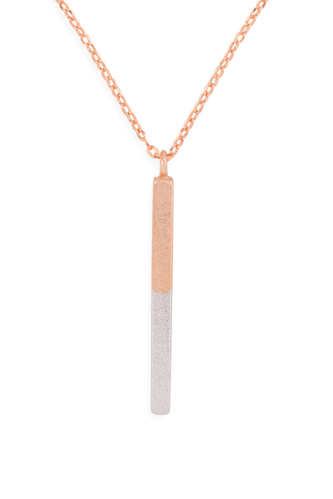 TWO TONE BAR PENDANT DAINTY NEKCLACE