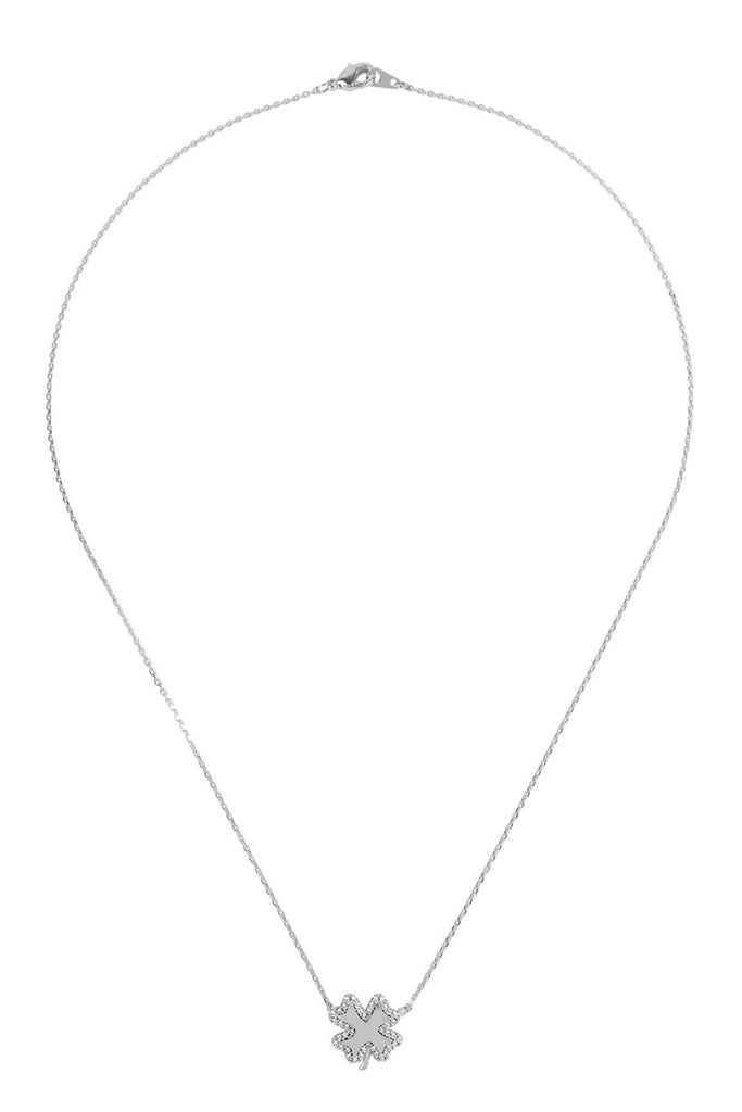 HDND3N15 - CLOVER LEAF CRYSTAL PAVE PENDANT NECKLACE