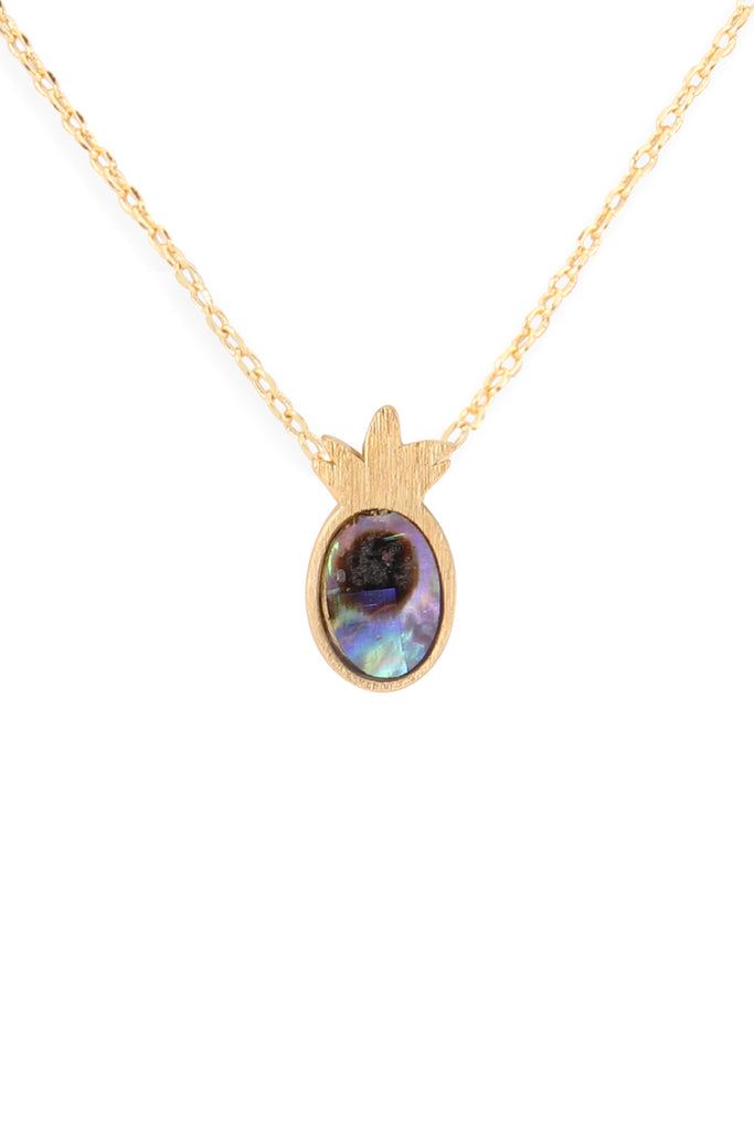 HDNEN609 - PINEAPPLE WITH ABALONE SHELL PENDANT NECKLACE