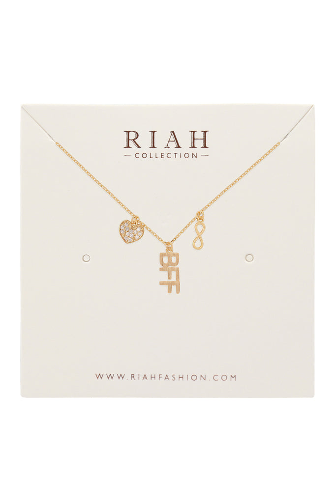 INFINITY HEART BFF CUBIC ZIRCONIA PENDANT NECKLACE