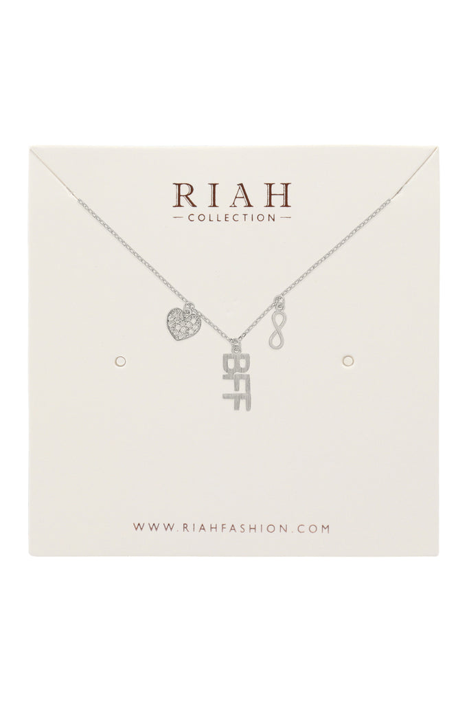INFINITY HEART BFF CUBIC ZIRCONIA PENDANT NECKLACE