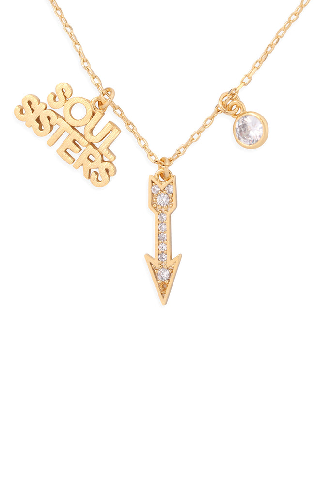 SOUL SISTERS ARROW CUBIC ZIRCONIA PENDANT NECKLACE