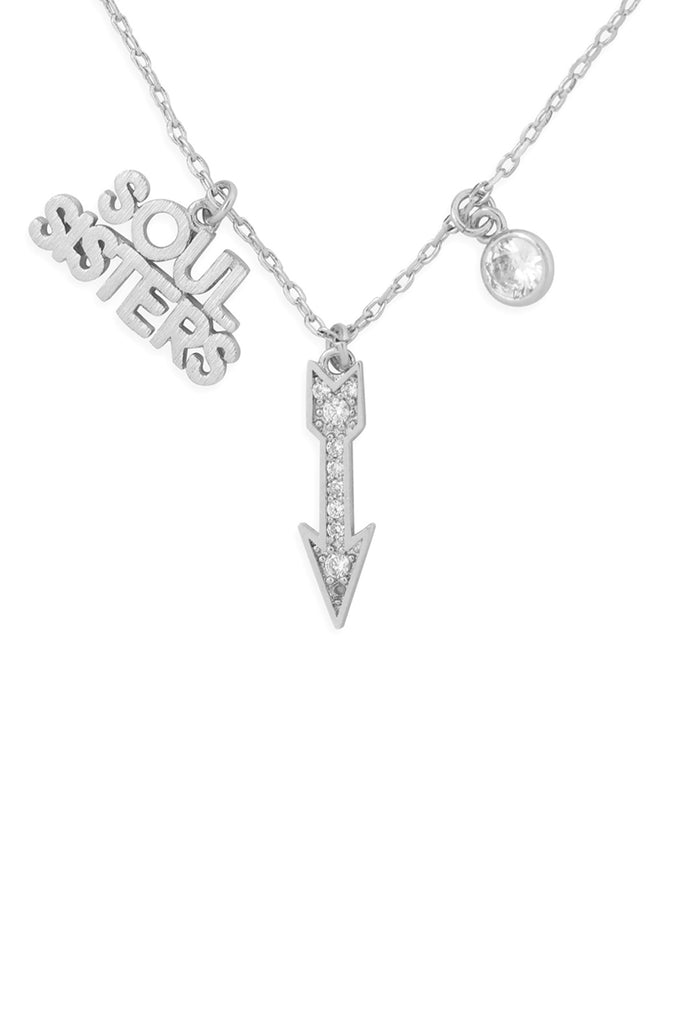 SOUL SISTERS ARROW CUBIC ZIRCONIA PENDANT NECKLACE