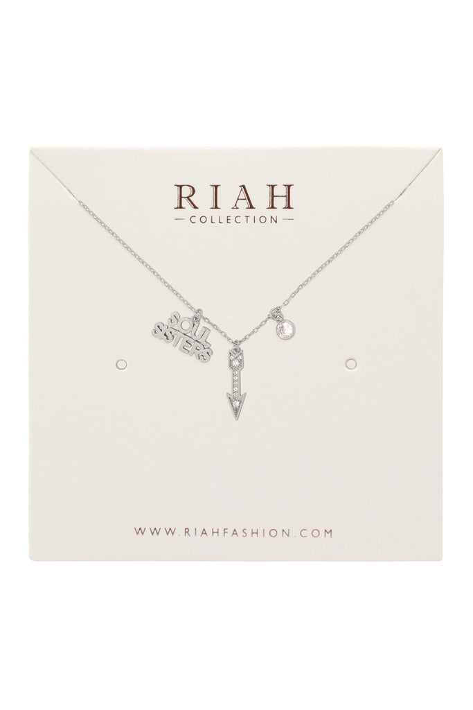 SOUL SISTERS ARROW CUBIC ZIRCONIA PENDANT NECKLACE