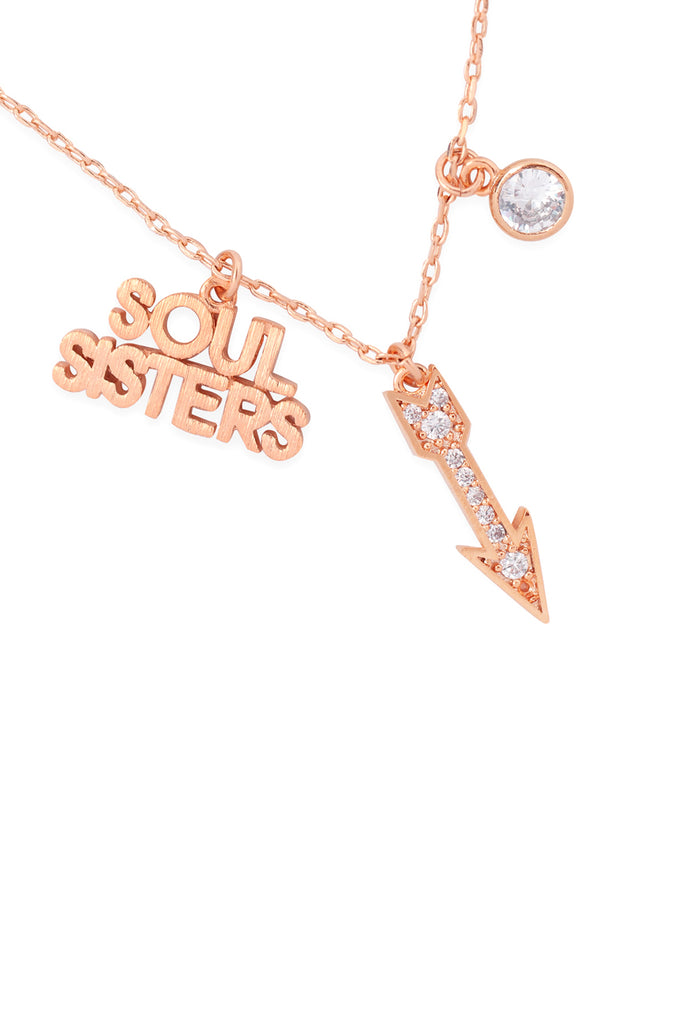 SOUL SISTERS ARROW CUBIC ZIRCONIA PENDANT NECKLACE