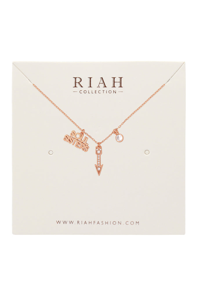 SOUL SISTERS ARROW CUBIC ZIRCONIA PENDANT NECKLACE