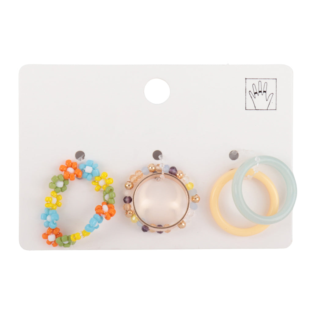 Flower Seed Bead Ring Set of 5pcs