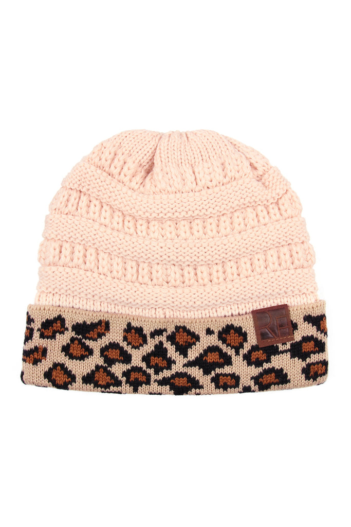 HDT2511 - LEOPARD CUFF KNITTED BEANIE