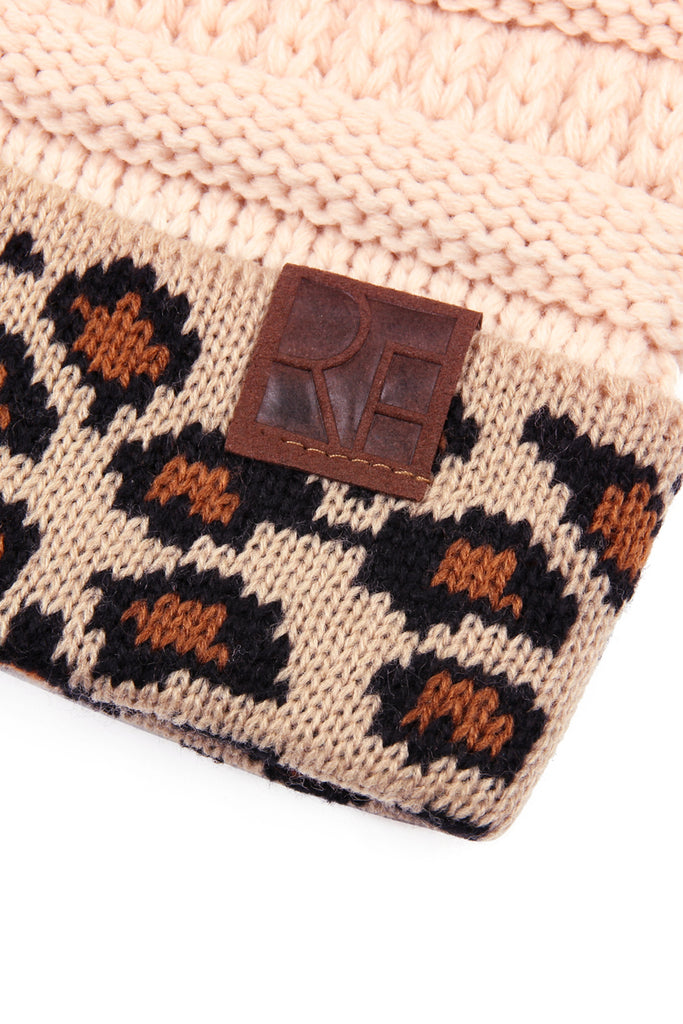HDT2511 - LEOPARD CUFF KNITTED BEANIE