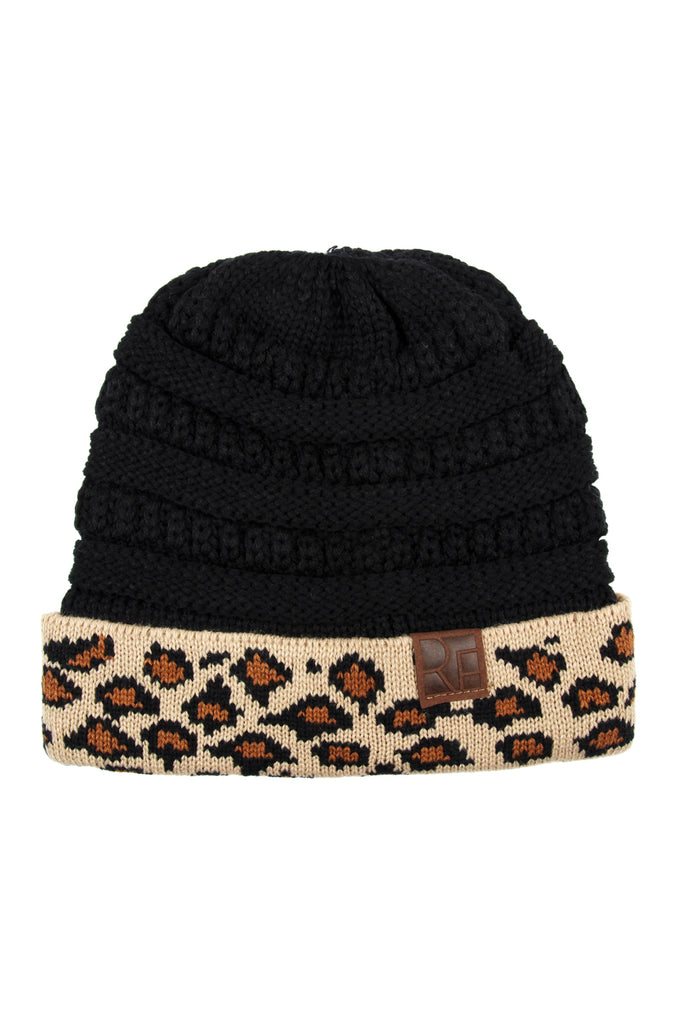 HDT2511 - LEOPARD CUFF KNITTED BEANIE