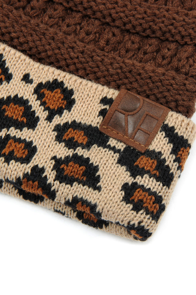 HDT2511 - LEOPARD CUFF KNITTED BEANIE