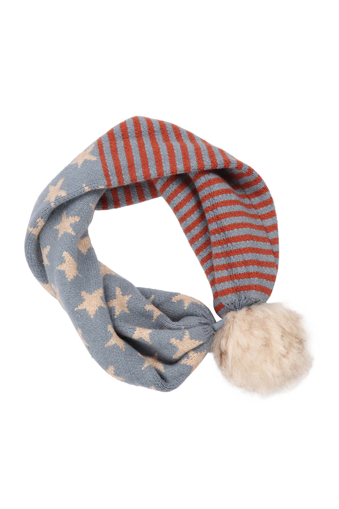 USA ACCENT LIGHT PRINT POM DUAL PURPOSE BEANIE SCARF