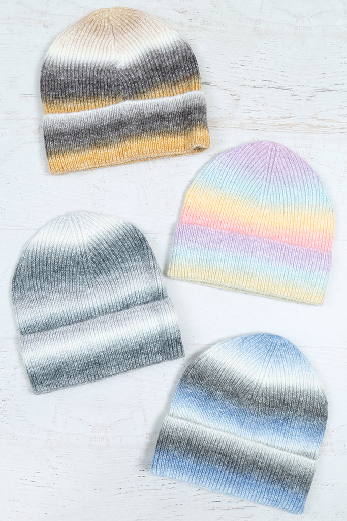STRIPED KNITTED BEANIE