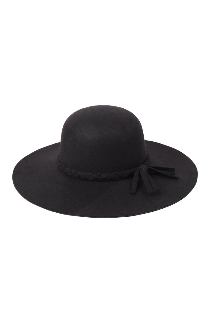BOWLER FASHION BRIM SUMMER HAT WITH BRADED TIE