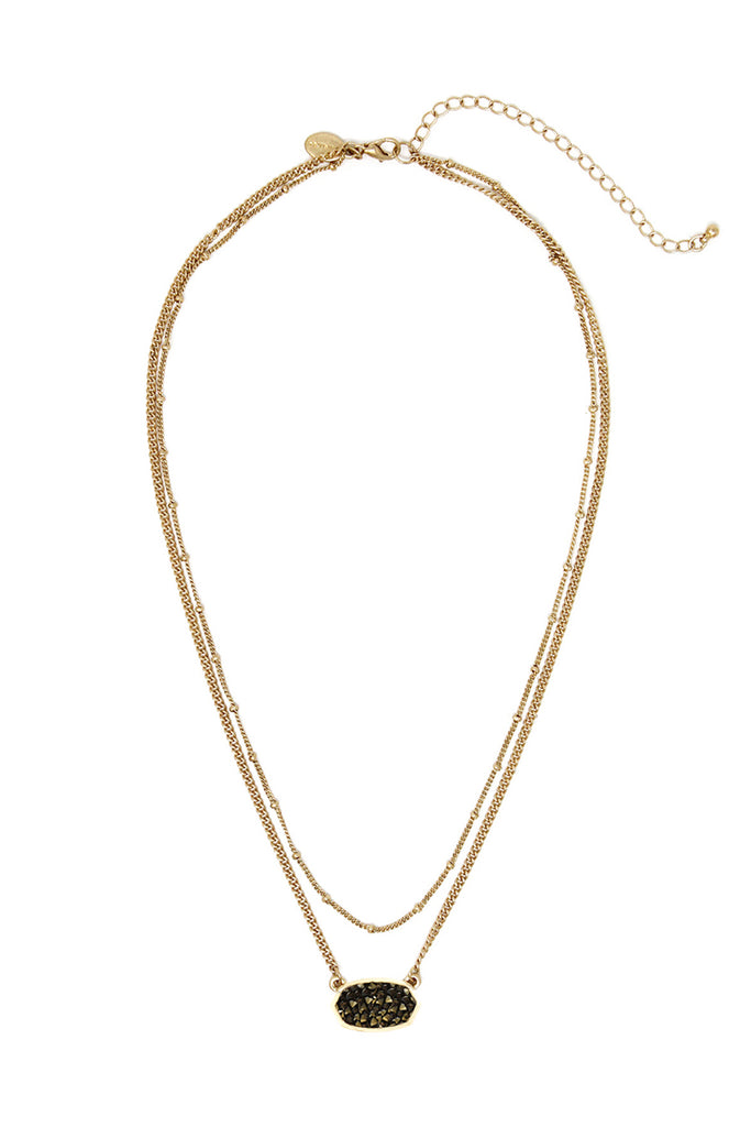 OVAL PAVE GLITTER SHORT LAYERED NECKLACE
