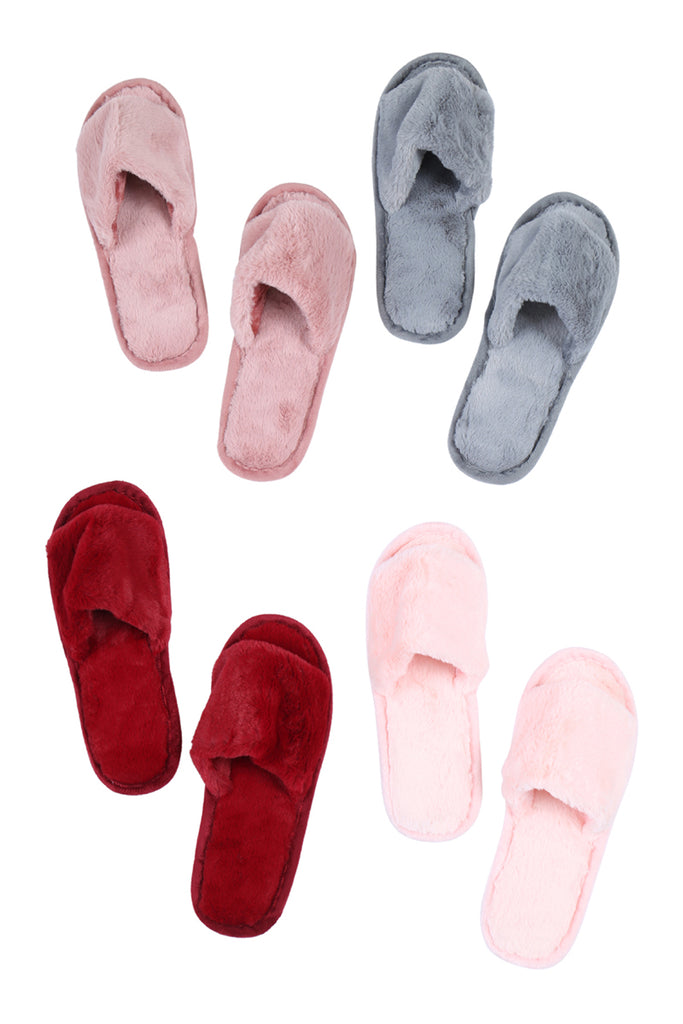 MINIMAL OPEN TOE FLUFFY SLIPPER ASSORTED SET