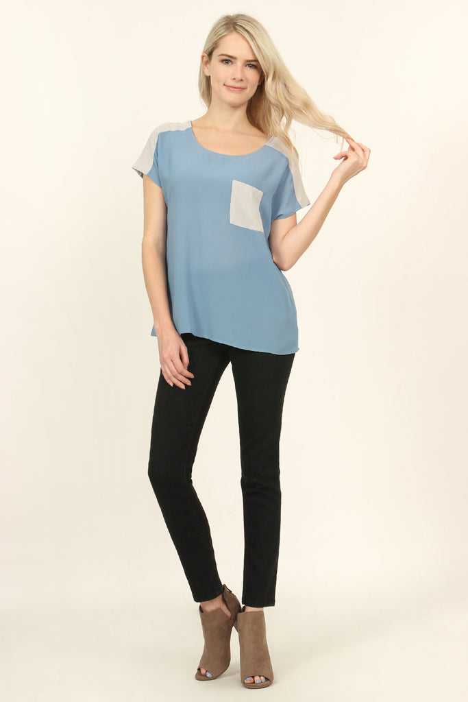 Two Tone Pocket Blouse