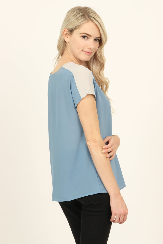 Two Tone Pocket Blouse