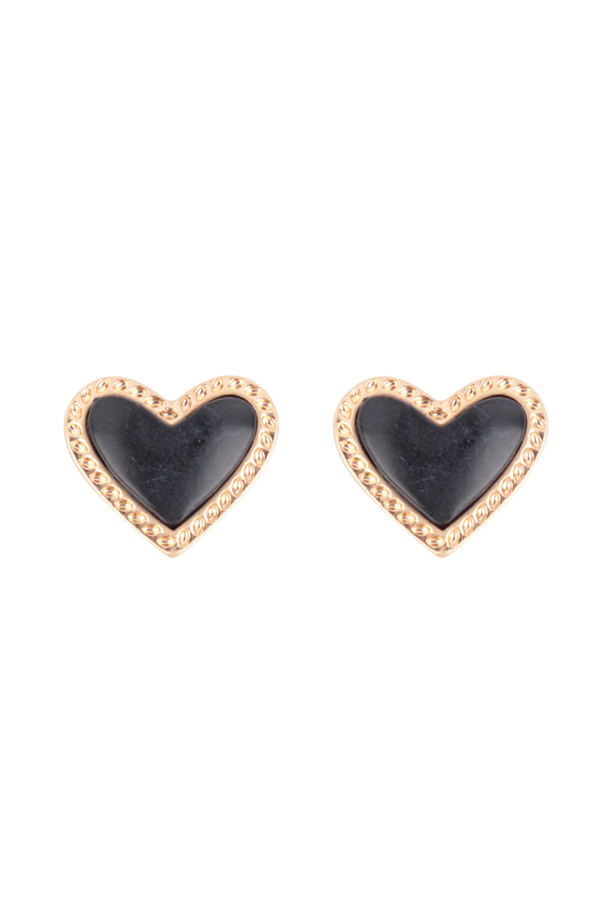 HEART NATURALS STONE STUD EARRINGS