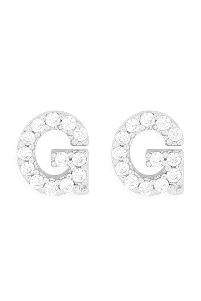 CUBIC ZIRCONIA "G" INITIAL EARRINGS