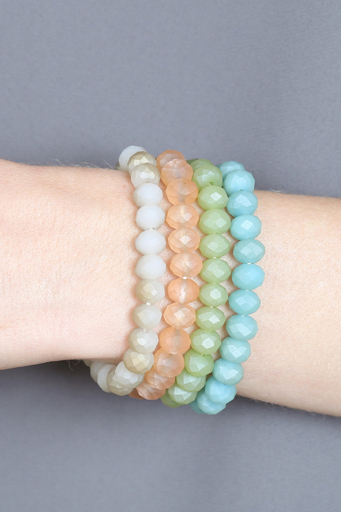 FOUR LINE CRYSTAL BEADS STRETCH BRACELET