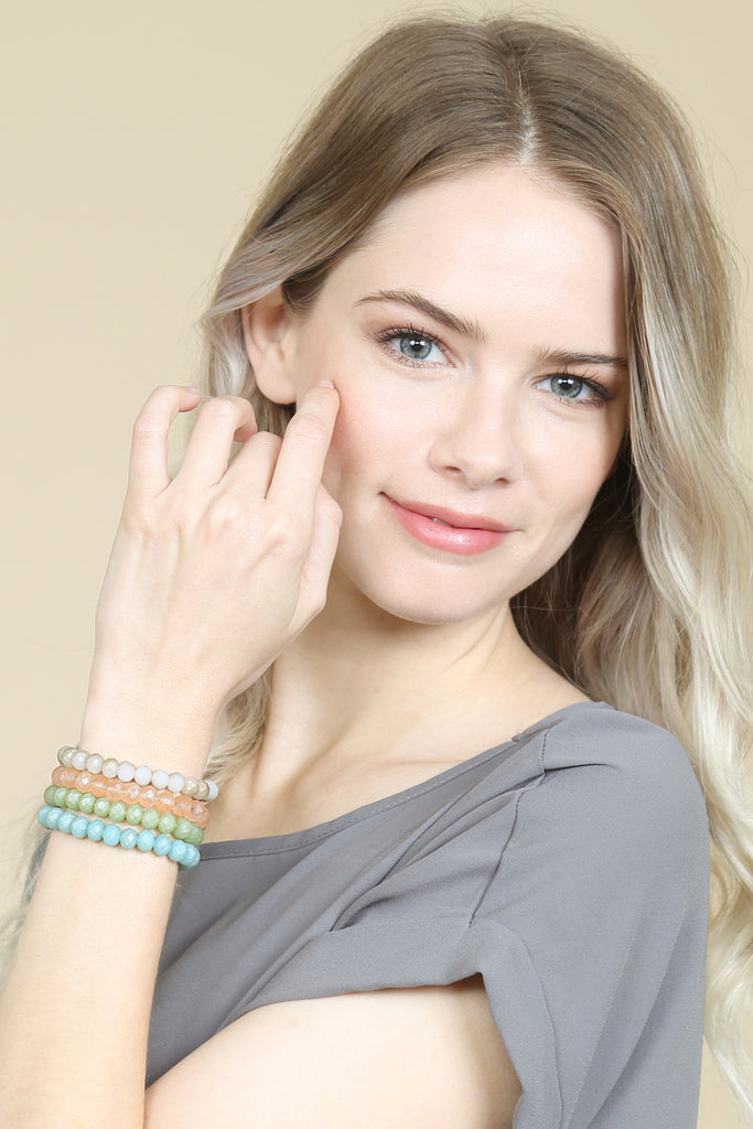 FOUR LINE CRYSTAL BEADS STRETCH BRACELET